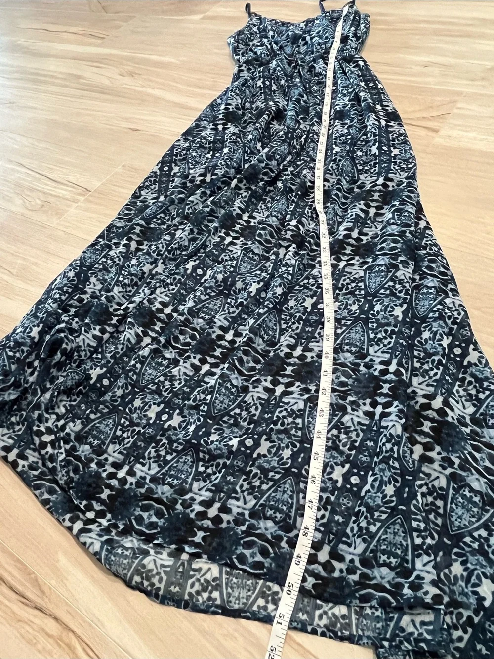Abercrombie & Fitch Navy Blue Printed Spaghetti-Strap Maxi Dress Size XS